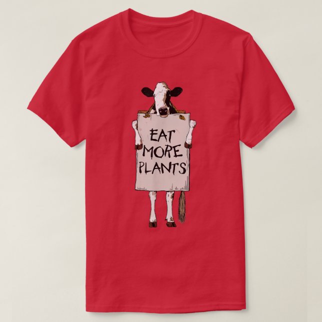 T-shirt MANGER PLUS SIGNE de tenue de vache PLANTE aller v (Design devant)