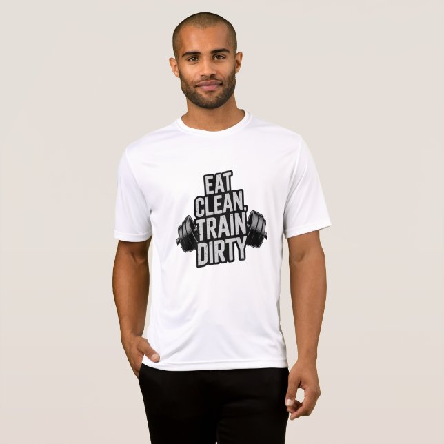 T-shirt Manger propre train sec entraînement Motivation De (Devant entier)