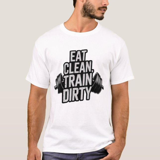 T-shirt Manger propre train sec entraînement Motivation De (Devant)