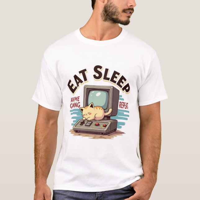 T-shirt Manger Sleep Anime Jeu Répétition Kawaii Otaku Ani (Devant)