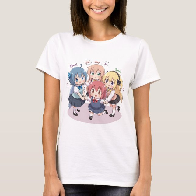 T-shirt Manger Sleep Anime Jeu Répétition Kawaii Otaku Ani (Devant)