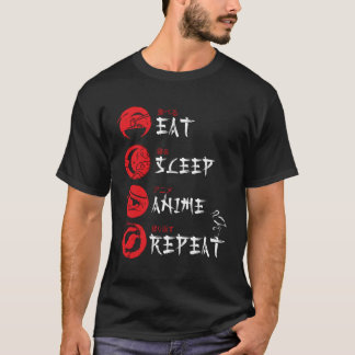 T-shirt Manger Sleep Anime Répéter Japonais Ga Anime Otaku