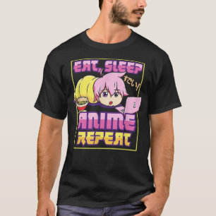 T-shirt Manger Sleep Anime Répéter Kawaii Japonais Manga O