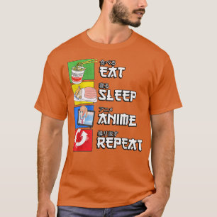 T-shirt Manger Sleep Anime Répéter Manga Japon Kanji Ramen
