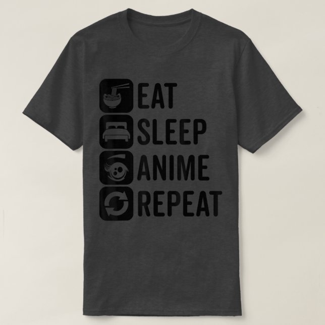 T-shirt Manger Sleep Anime Répéter Otaku Anime Kawaii Aest (Design devant)
