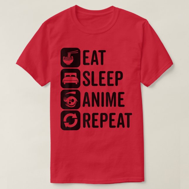 T-shirt Manger Sleep Anime Répéter Otaku Anime Kawaii Aest (Design devant)