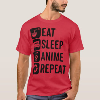 T-shirt Manger Sleep Anime Répéter Otaku Anime Kawaii Aest
