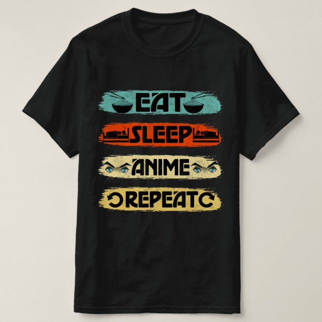 T-shirt Manger Sleep Anime Répéter Ramen Kawaii Japonais M (Design devant)