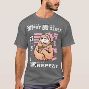 T-shirt Manger Sleep Anime Répéter Sloth Japon Ramen Japon