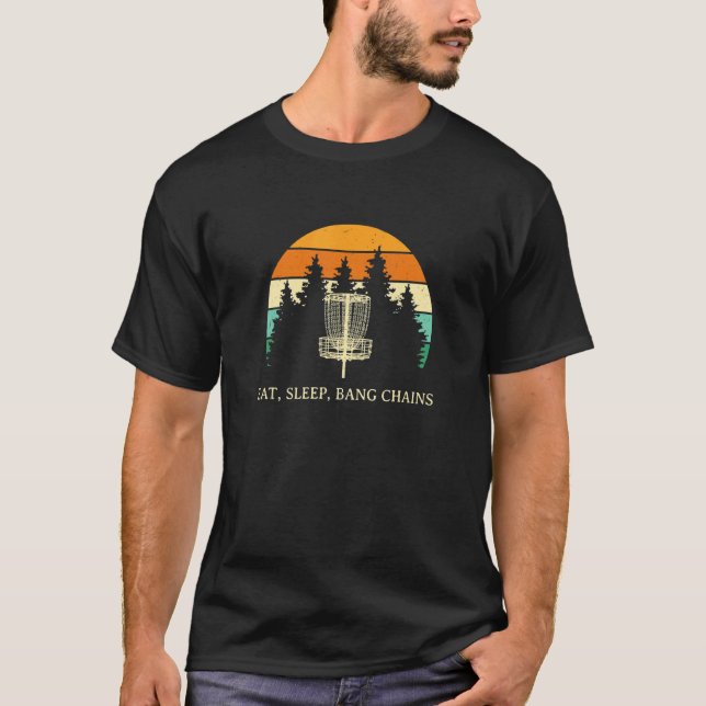 T-shirt Manger Sleep Bang Chains Disque Golf Hobby Golfer  (Devant)