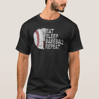 T-shirt Manger Sleep Baseball Répéter Baseball Player Base