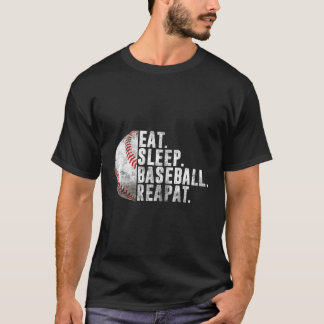 T-shirt Manger Sleep Baseball Répéter Baseball Player Base