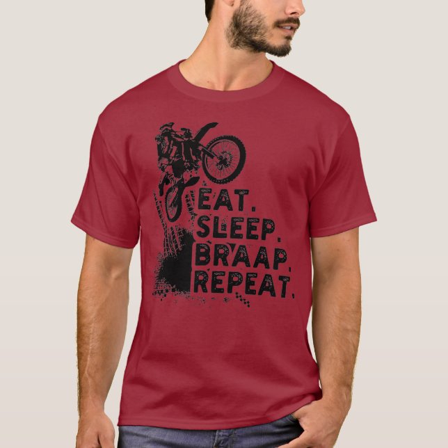 T-shirt Manger Sleep Braap Répéter Funny Dirt Bike Cadeau (Devant)