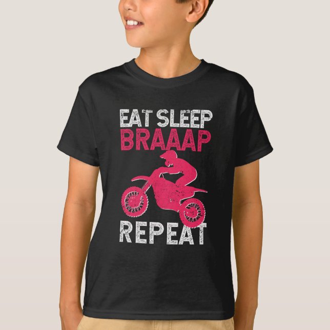 T-shirt Manger Sleep Braap Répéter Funny Dirt Bike Motocro (Devant)