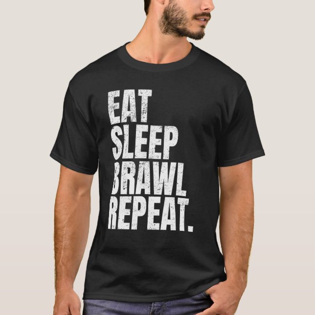 T-shirt Manger Sleep Brawl Répéter Gamers Tee Text Design (Devant)