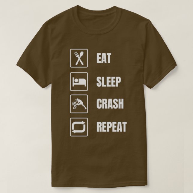 T-SHIRT MANGER SLEEP CRASH RÉPÉTER LA VIE DE VÉLO (Design devant)