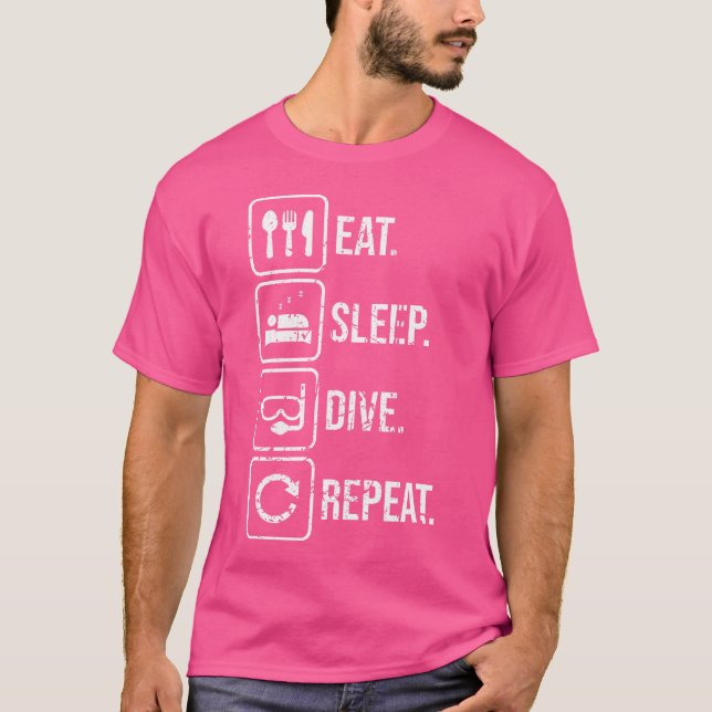 T-shirt Manger Sleep Dive Répéter Plongée Plongée Plongée  (Devant)