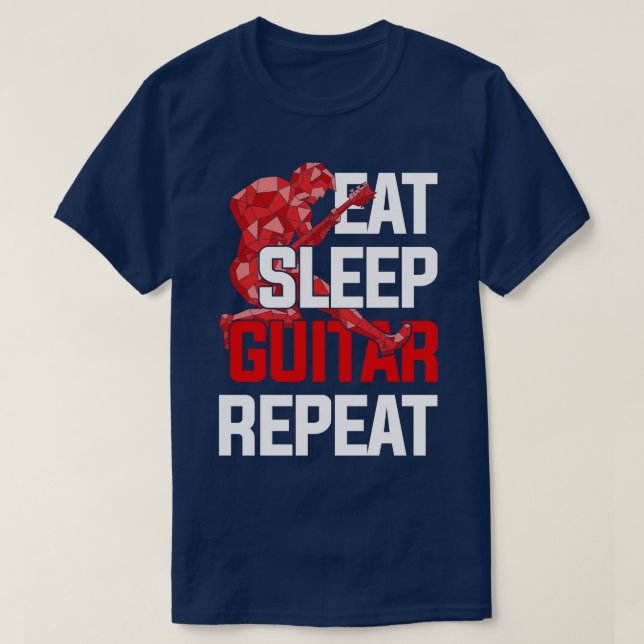 T-shirt Manger Sleep Guitare Répéter Funny Guitariste Guit (Design devant)