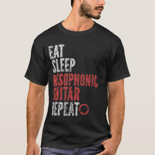 T-shirt Manger Sleep Guitare resophonique Répéter