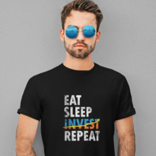 T-SHIRT MANGER SLEEP INVEST REPETER STOCK MARCHÉ