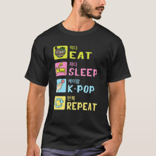 T-shirt Manger Sleep K Pop Répéter Saranghae Musique Corée