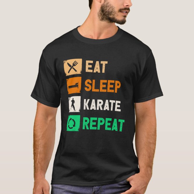 T-shirt Manger Sleep Karate Répéter Hommes Femmes Judo Ken (Devant)