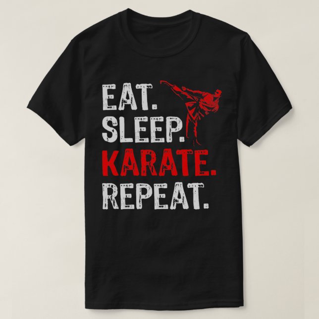 T-shirt Manger Sleep Karate Répéter Karate Player Funny (Design devant)