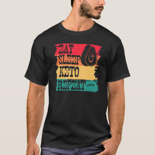 T-shirt Manger Sleep Keto Répéter Retro Style Vintage Keto
