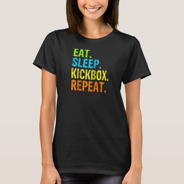 T-shirt Manger Sleep Kickbox Répéter Kick Boxing Raglan (Devant)