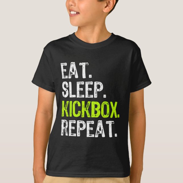 T-shirt Manger Sleep Kickbox Répéter Kickboxing Boxing Fu (Devant)