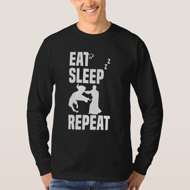 T-shirt Manger Sleep Kokyu Nage Aikido Répéter Aaikido Tec (Devant)