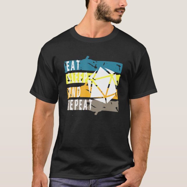 T-shirt Manger Sleep Mdn Répéter Dice Rpg Jeu Nerd Rolepla (Devant)