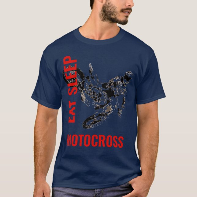 T-shirt Manger Sleep Motocross Motorcycle Sport Pop Art (Devant)
