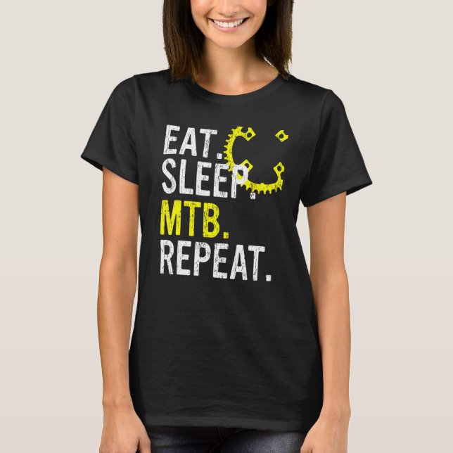 T-shirt Manger Sleep MTB Répéter Mountain Bike 2 (Devant)