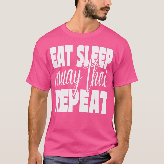 T-shirt Manger Sleep Muay Thai Repeat Funny Muay Thai Kick (Devant)