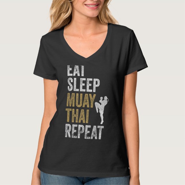T-shirt Manger Sleep Muay Thai Repeat Muay Thai (Devant)