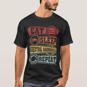 T-shirt Manger Sleep Orchestre harmonica Répéter
