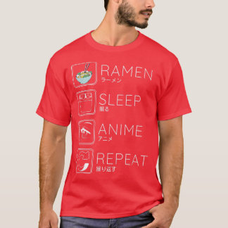 T-shirt Manger Sleep Ramen Anime Noodles Kawaii Poche Japo