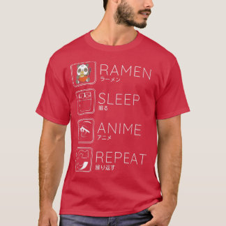T-shirt Manger Sleep Ramen Anime Panda Noodles Kawaii Japa