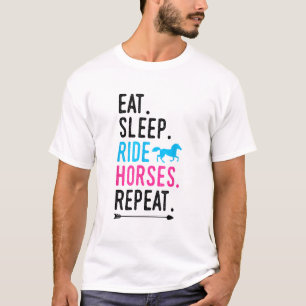 T-shirt Manger Sleep Ride Horses Répéter Horse Ride Equest