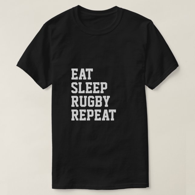 T-shirt Manger Sleep Rugby Répéter Sport Thème (Design devant)