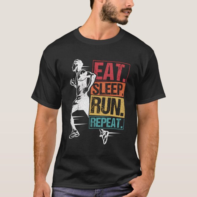 T-shirt Manger Sleep Run Répéter Jogging Runner Sport Mara (Devant)