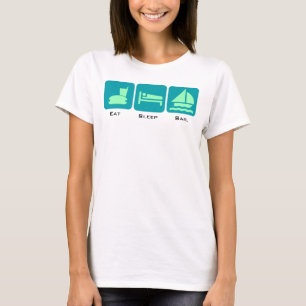 T-shirt Manger Sleep Sail Aqua Green Design bateau à voile