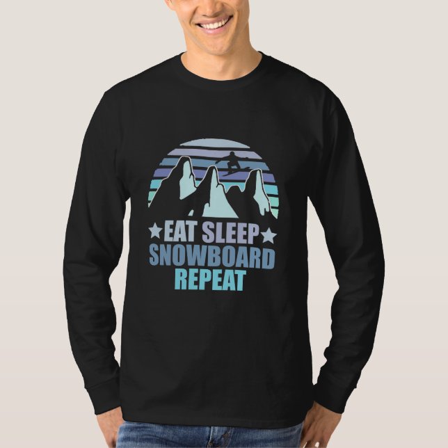 T-shirt Manger Sleep Snowboard Répéter (Devant)