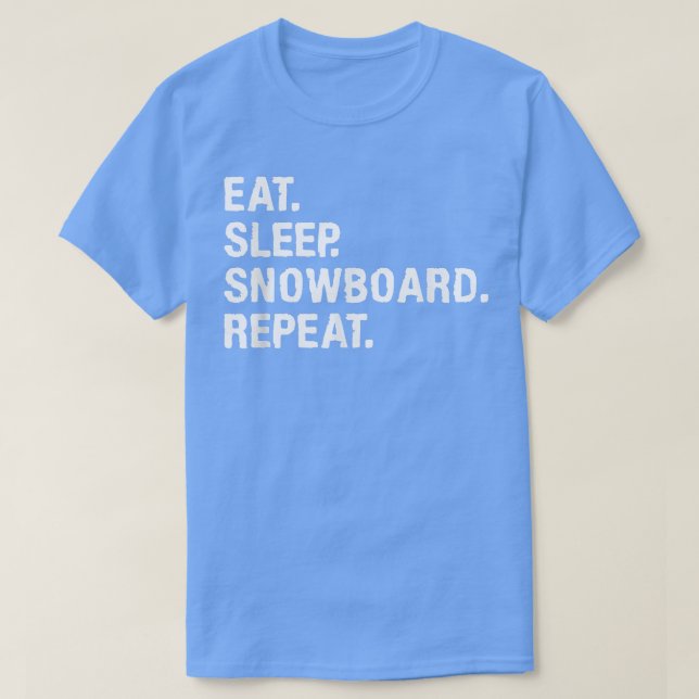 T-shirt Manger Sleep Snowboard Répéter Snowboard Snowboard (Design devant)