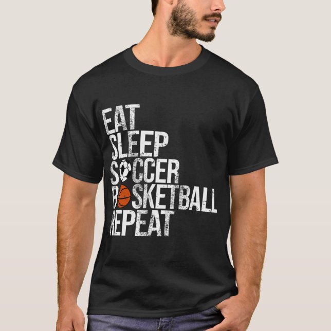 T-shirt Manger Sleep Softball Basketball Répéter Fun Ball (Devant)