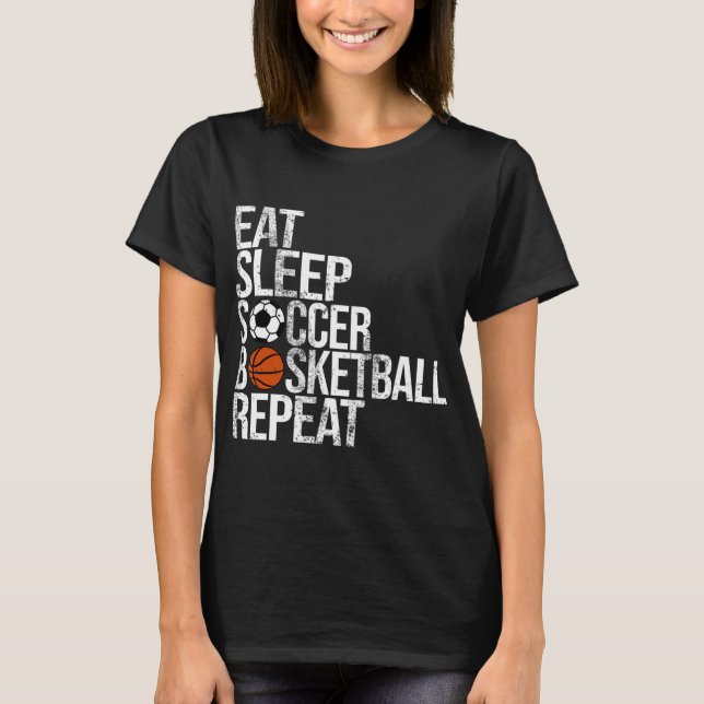 T-shirt Manger Sleep Softball Basketball Répéter Fun Ball (Devant)