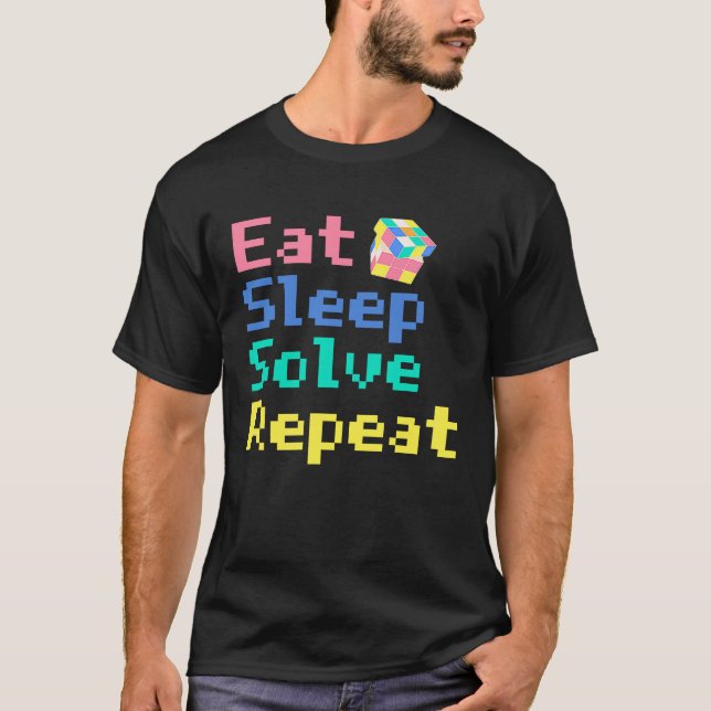 T-shirt Manger Sleep Solve Répéter Résoudre Cube Puzzle Am (Devant)
