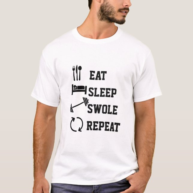 T-shirt Manger Sleep Swole Répéter Weightlifting Gym (Devant)
