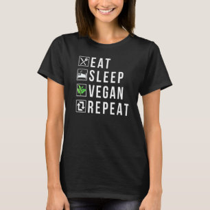 T-shirt Manger Sleep Vegan Répéter Végétarien Lifestyle Fo